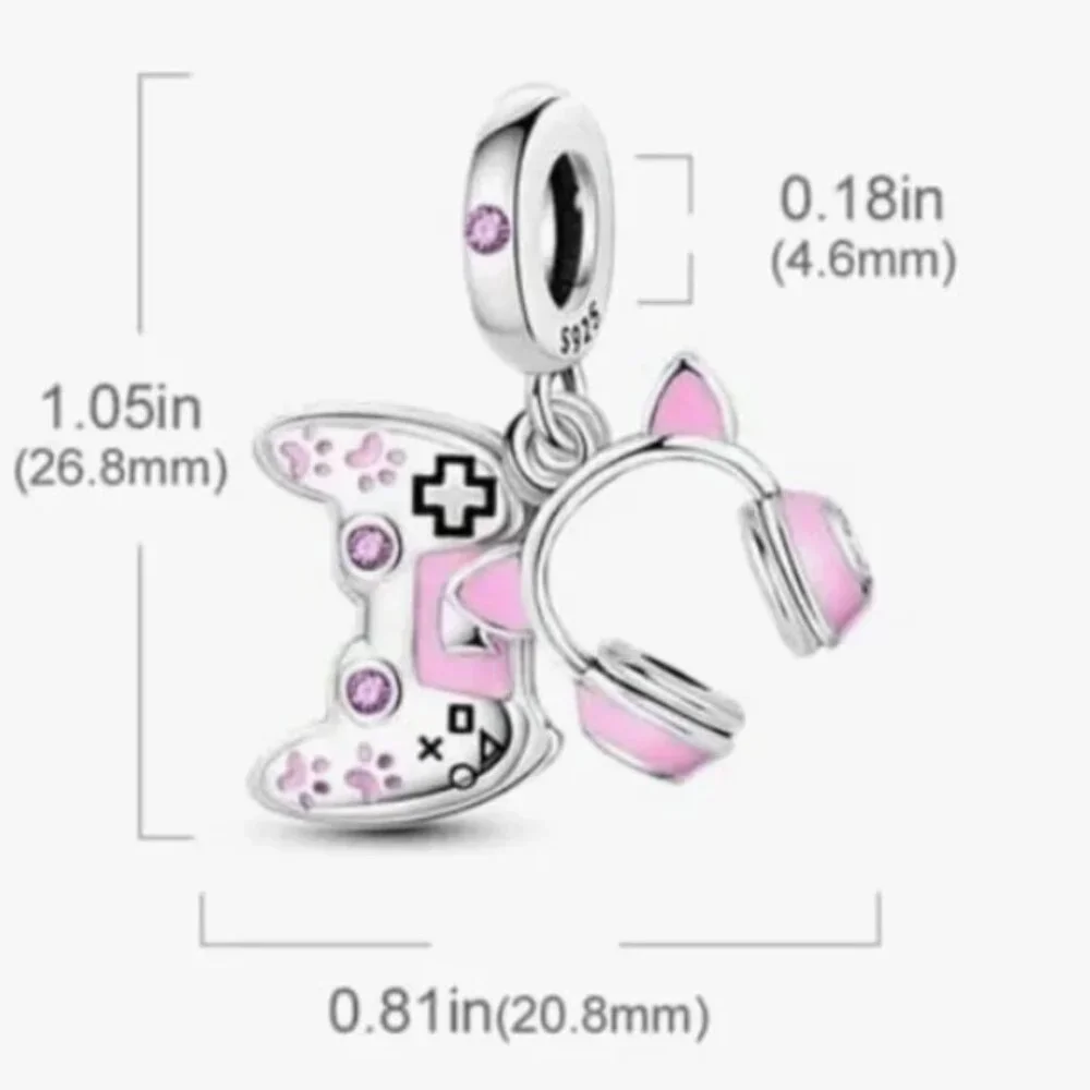 GAME GIRL 925S Charm Compatible with Pandora Bracelet